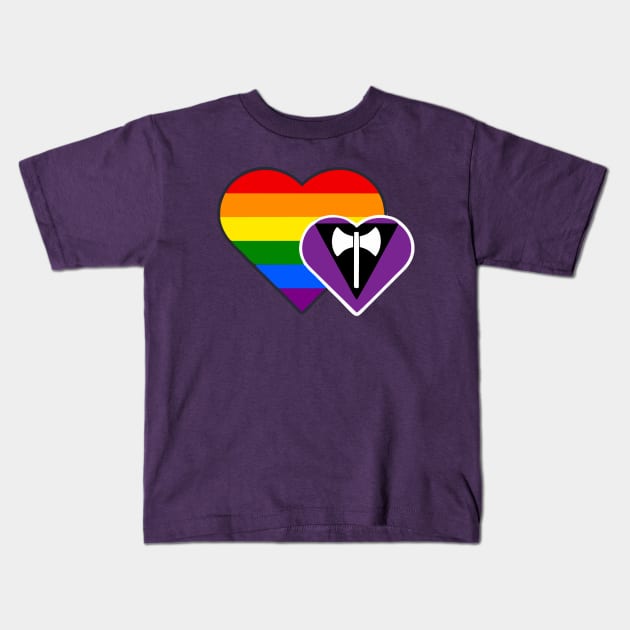 Lesbian Double Heart Kids T-Shirt by Blood Moon Design